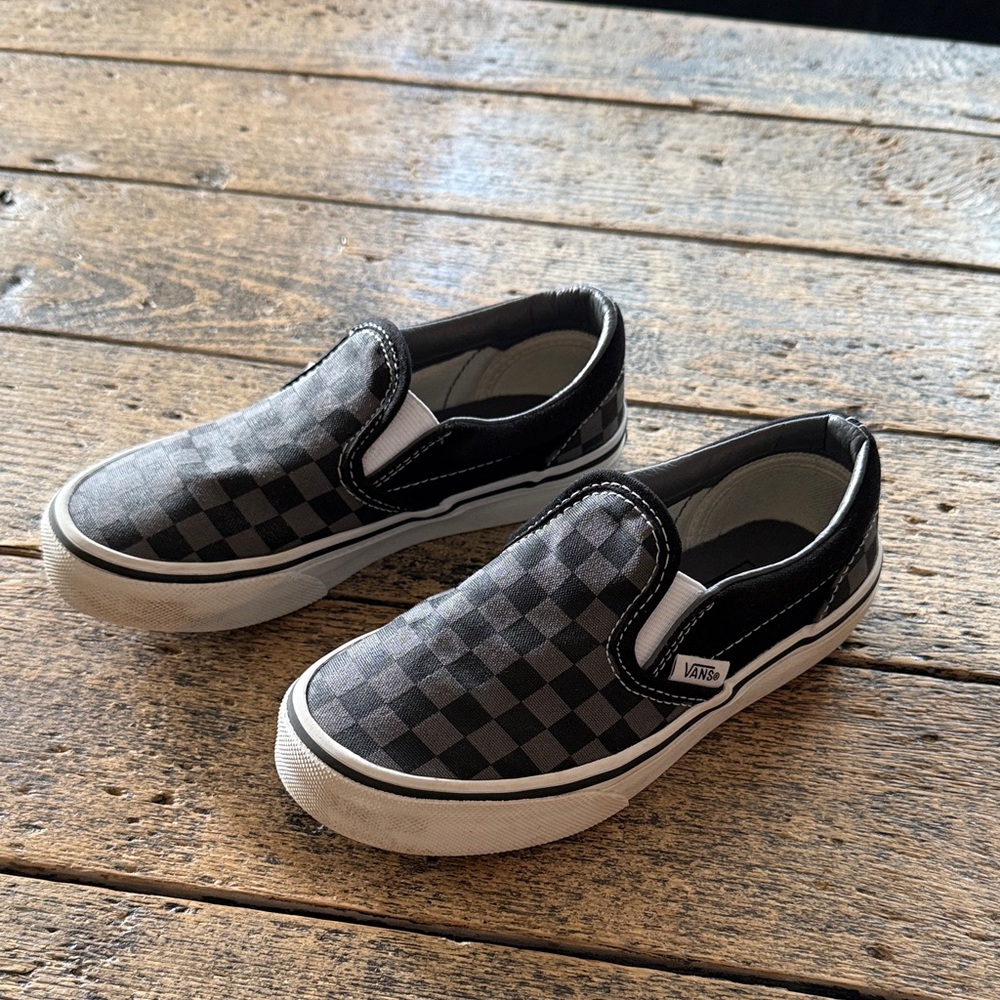 Vans Kids Slip-On Checkerboard Sneakers - Black & Gray